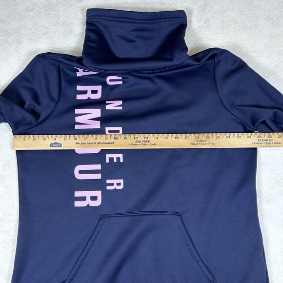 Under Armour Storm Cold Gear Pullover Sweatshirt XL Fleece Funnel Neck Navy Blue - Picture 5 of 15